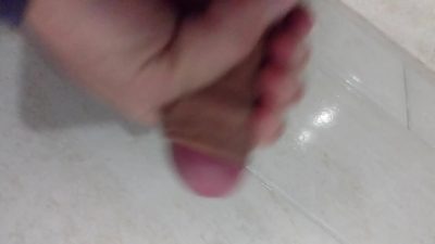 Cock Masturbating In The Bathroom