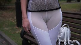 Naughty Lada – See Through Outfit In Public USA Video